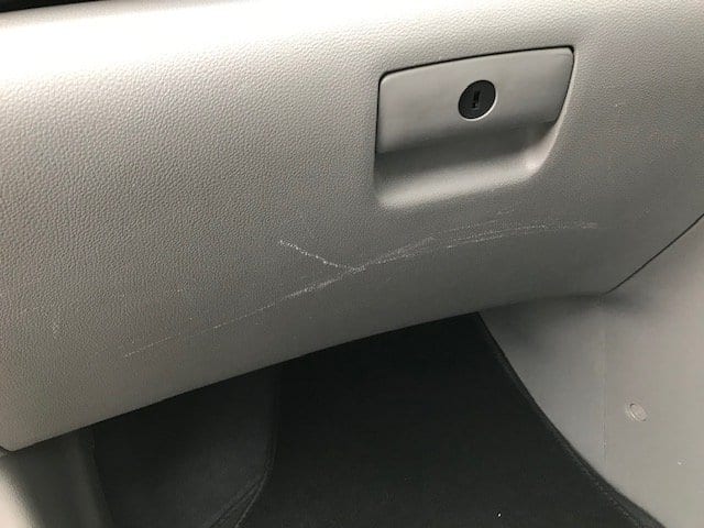 Scratched glovebox